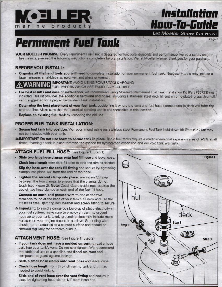 90 Gallon Permanent Below Deck Boat Fuel Tank - Moeller Marine