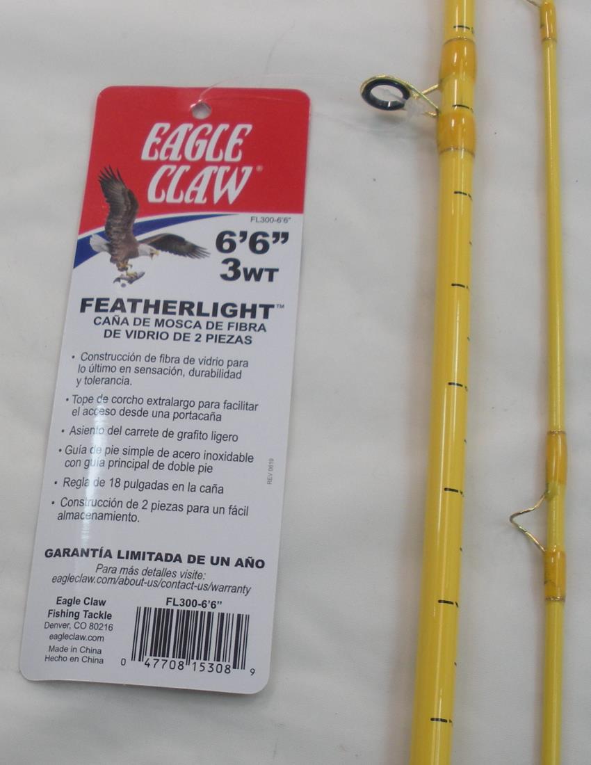  Eagle Claw, Featherlight Fly Rod, Freshwater, 8' Length 2pc,  5-6 lb Line Rate. Medium Power, Yellow (FL300-8) : Sports & Outdoors