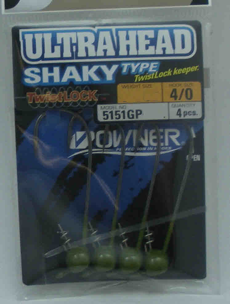 Owner 5151GP-034 Shaky Head Hook 3/16 oz 4/0 Hook Green Pumpkin Finish 4CT
