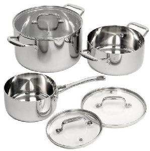 COOKS CHOICE ACD1116 TRI PLY 6PC COOKWARE SET 6345  